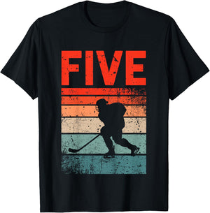5th Birthday Retro Ice Hockey 5 Years Old Boy Girl T-Shirt - T-Shirt | Black