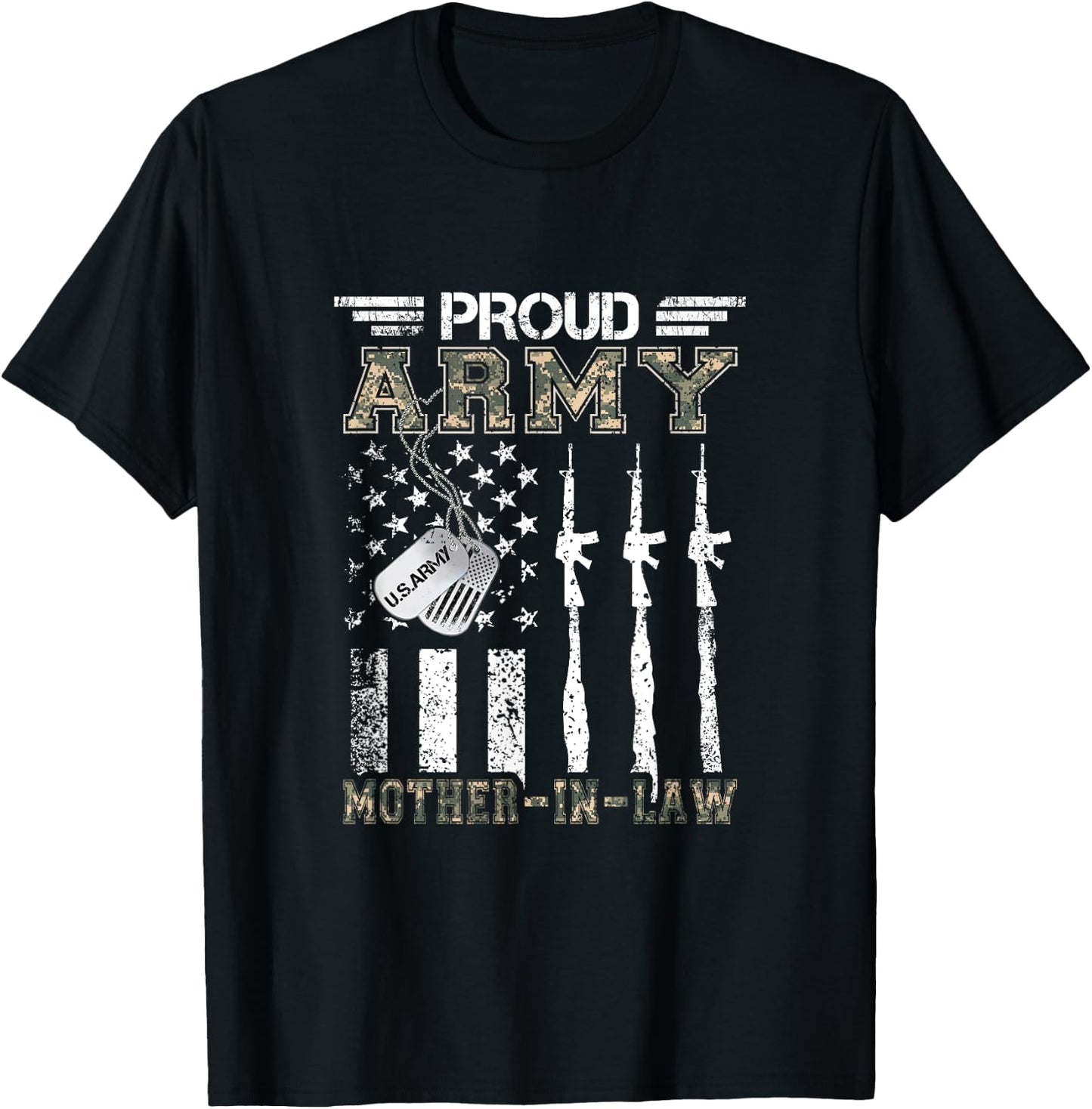 Proud Army Mother-In-Law US Army Mother-In-Law Gifts T-Shirt - T-Shirt | Black