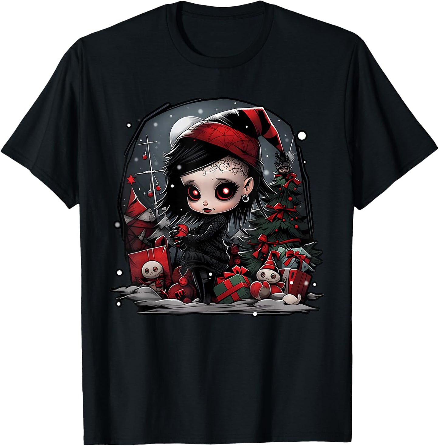 Festive Shadows: A Christmas Goth Baby's Tale T-Shirt - T-Shirt | Black