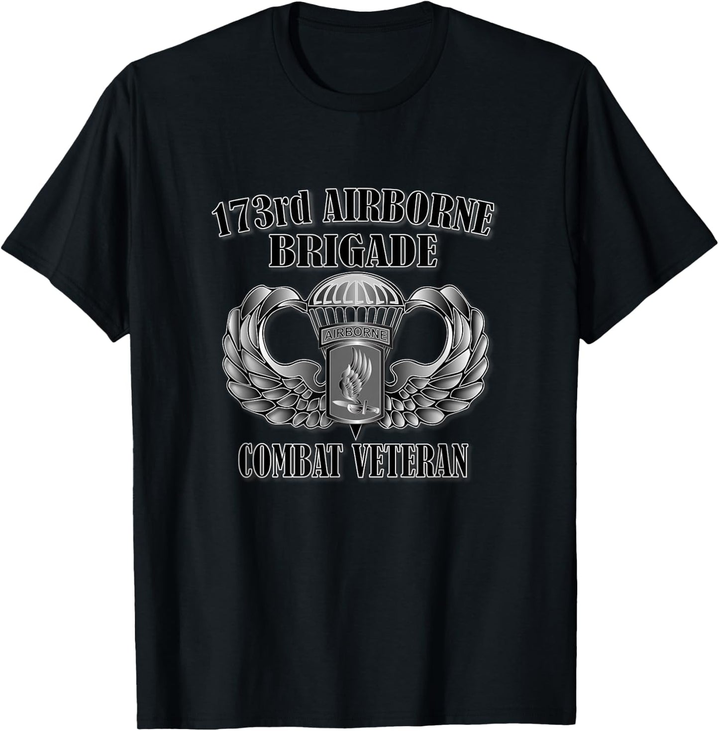 173rd Airborne Brigade- Combat Veteran (Front Design) T-Shirt - T-Shirt | Black