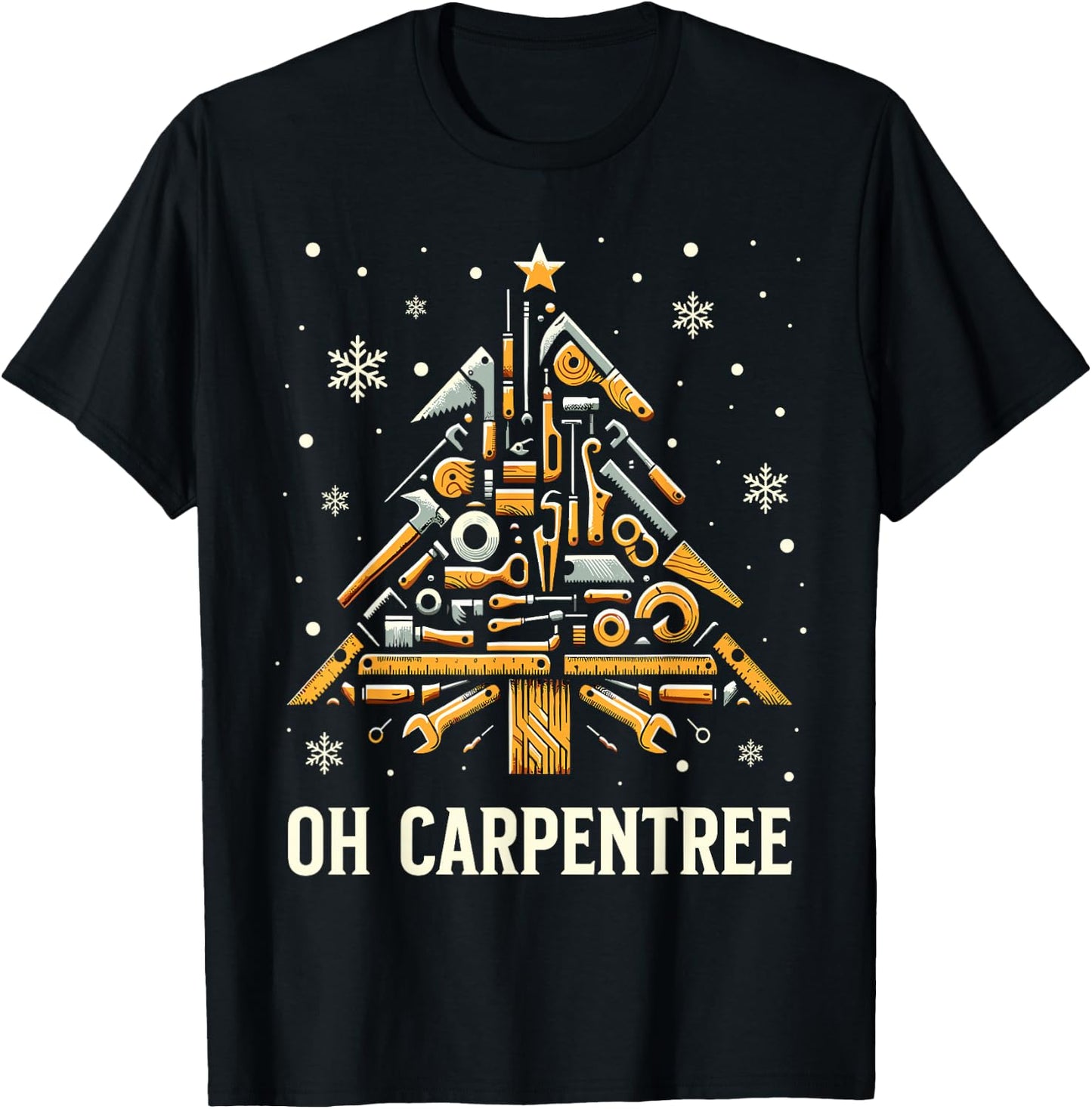 Christmas Carpentry Woodworker Woodworking Christmas T-Shirt - T-Shirt | Black