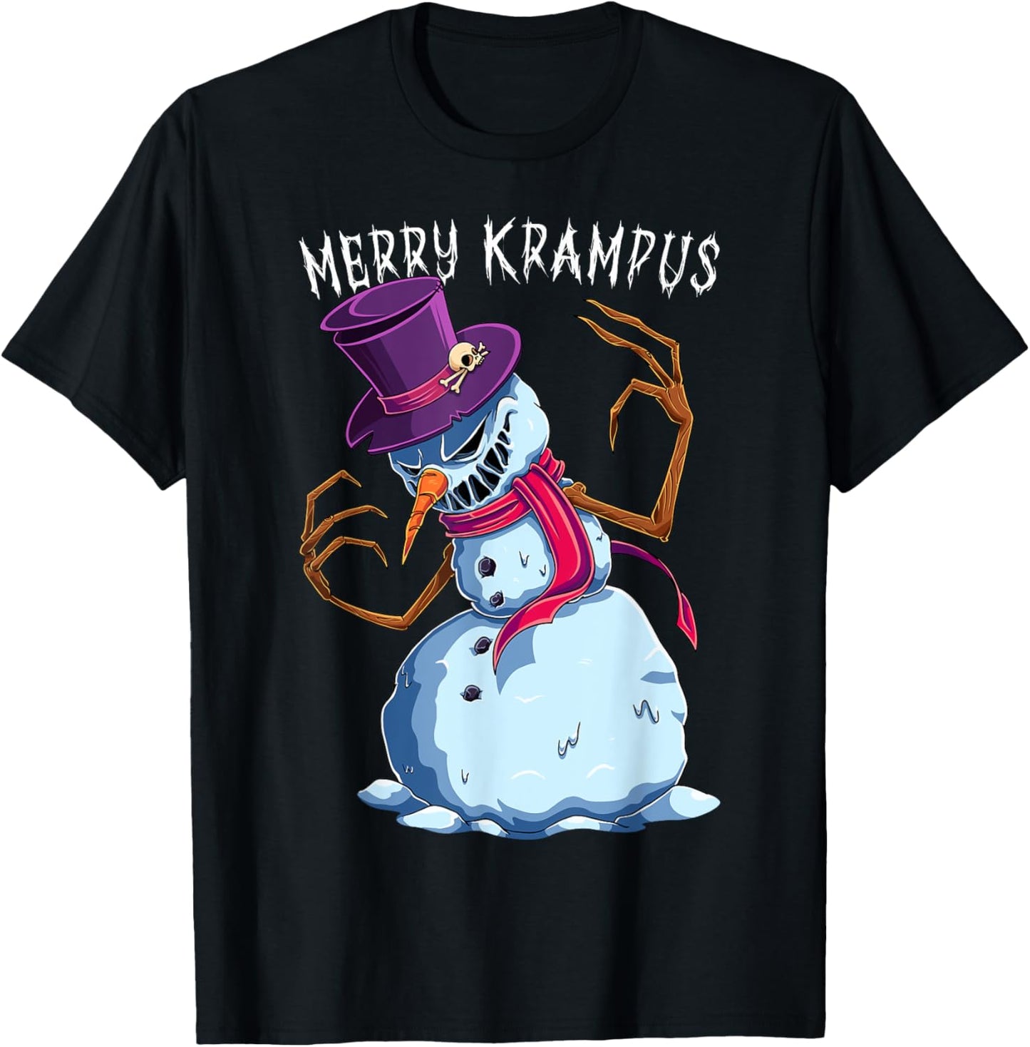 Merry Krampus Snowman Scary Christmas Evil Monster Xmas T-Shirt - T-Shirt | Black