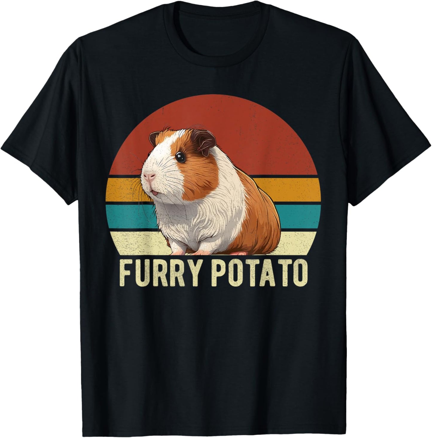 Guinea Pig Shirt Furry Potato Vintage Guinea Pig Funny T-Shirt - T-Shirt | Black