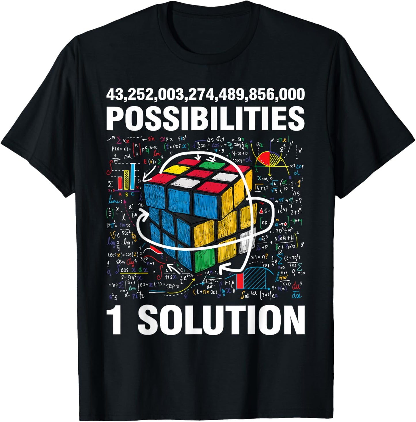 Funny Speed Cubing One Solution Math Lovers Boys Girls T-Shirt - T-Shirt | Black