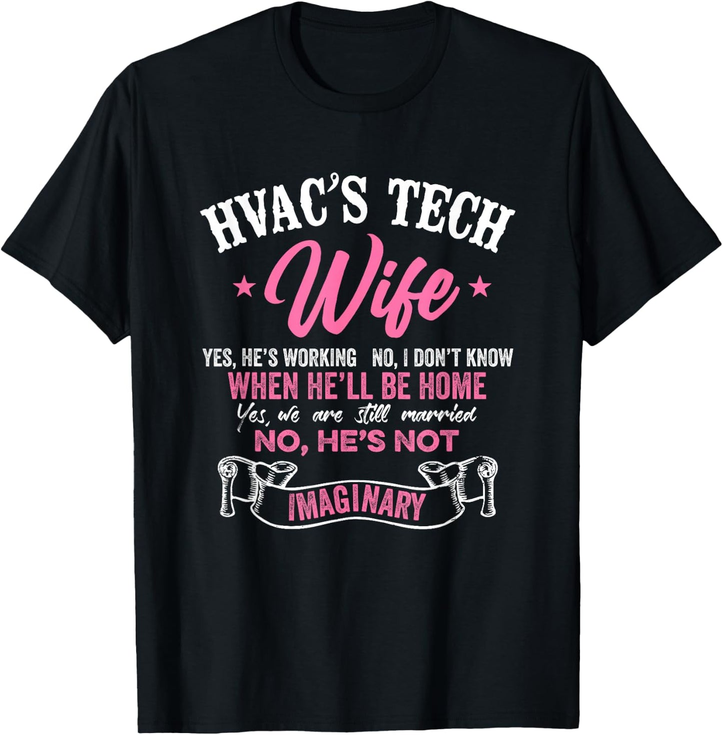 HVAC Technician Tech Wife Vintage Hvac Tech's Wife Yes, He's T-Shirt - T-Shirt | Black