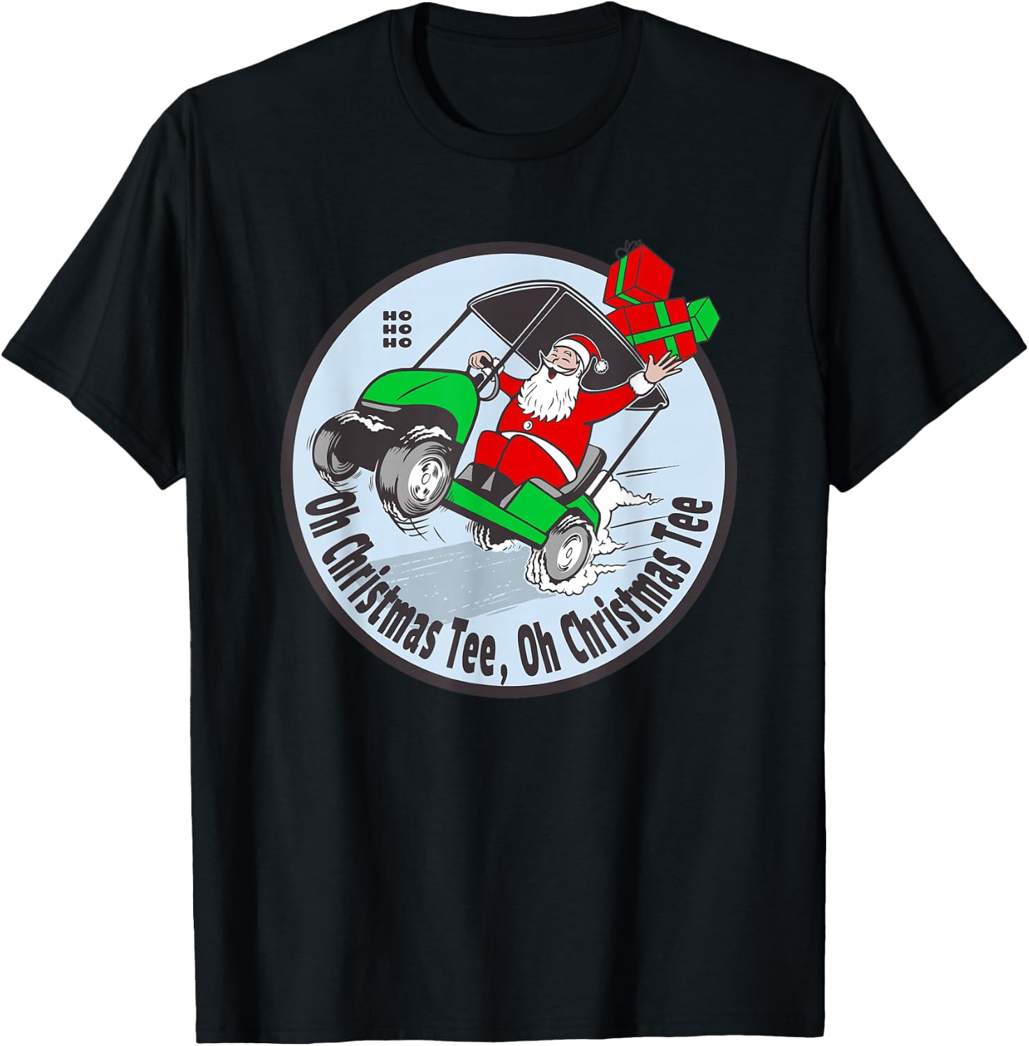 Funny Golfing Santa Claus - Christmas Golfer Golf Cart T-Shirt - T-Shirt | Black