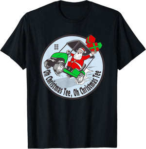 Funny Golfing Santa Claus - Christmas Golfer Golf Cart T-Shirt - T-Shirt | Black