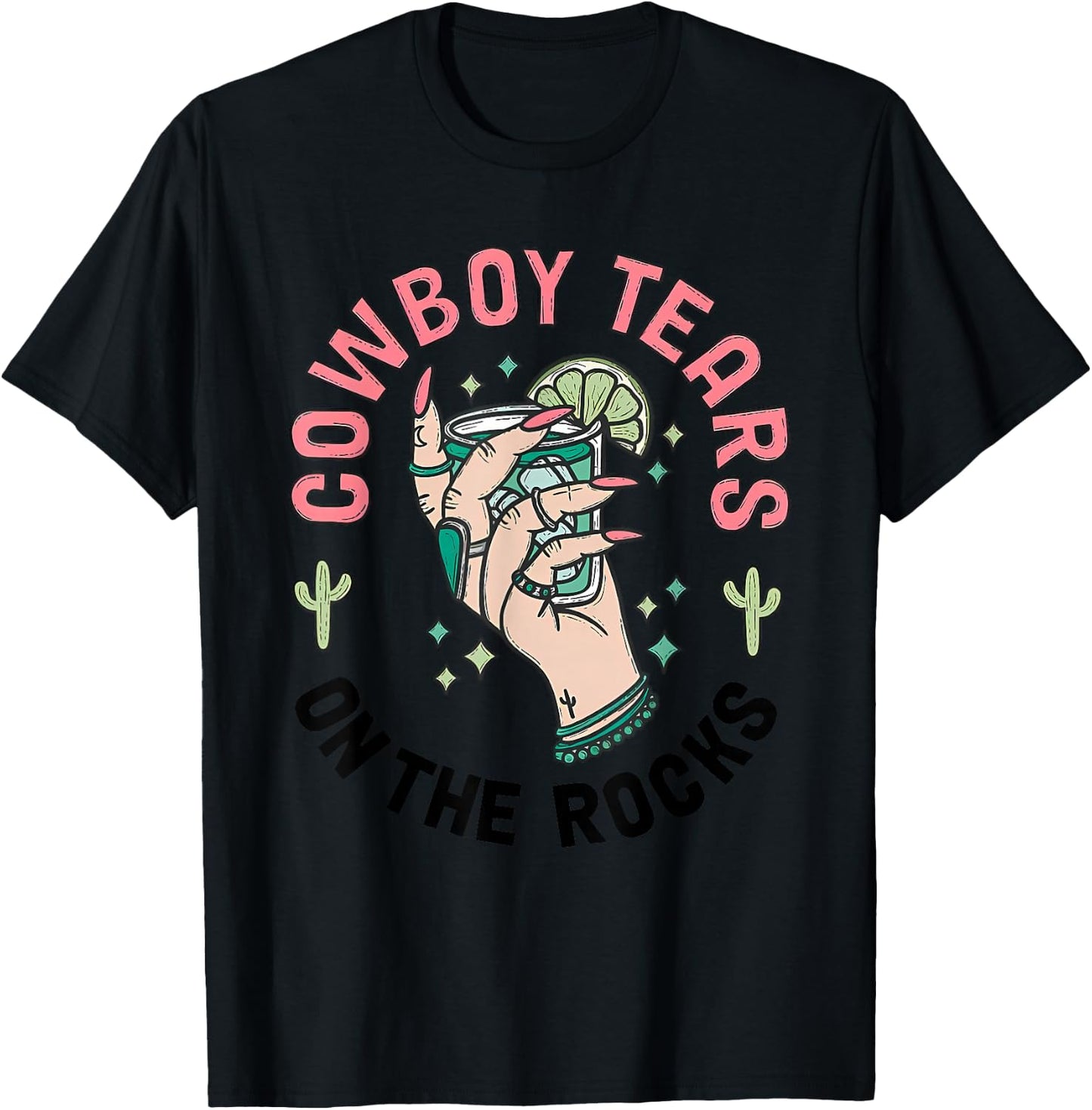 Cowboy Tears On The Rocks Vintage T-Shirt - T-Shirt | Black