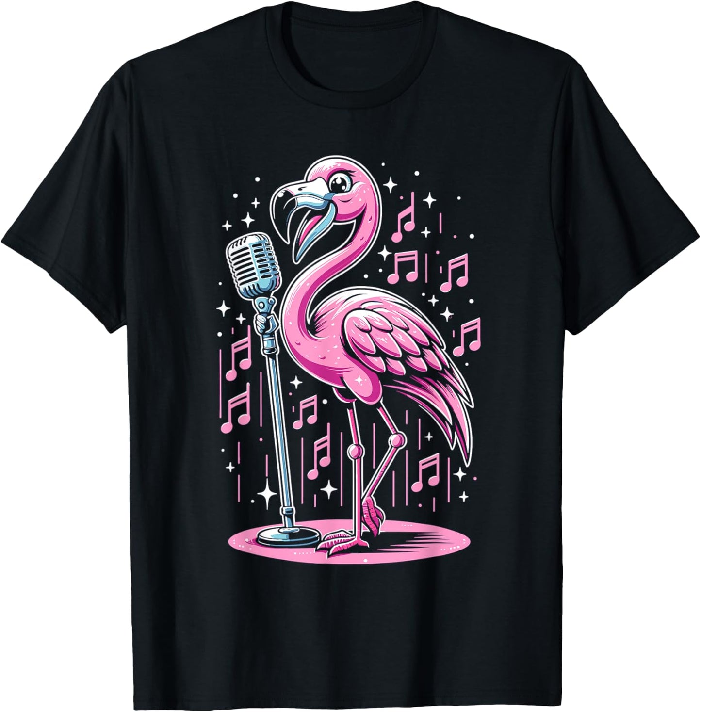 Flamingo Singing Singer Musician Choir Music Lover T-Shirt - T-Shirt | Black