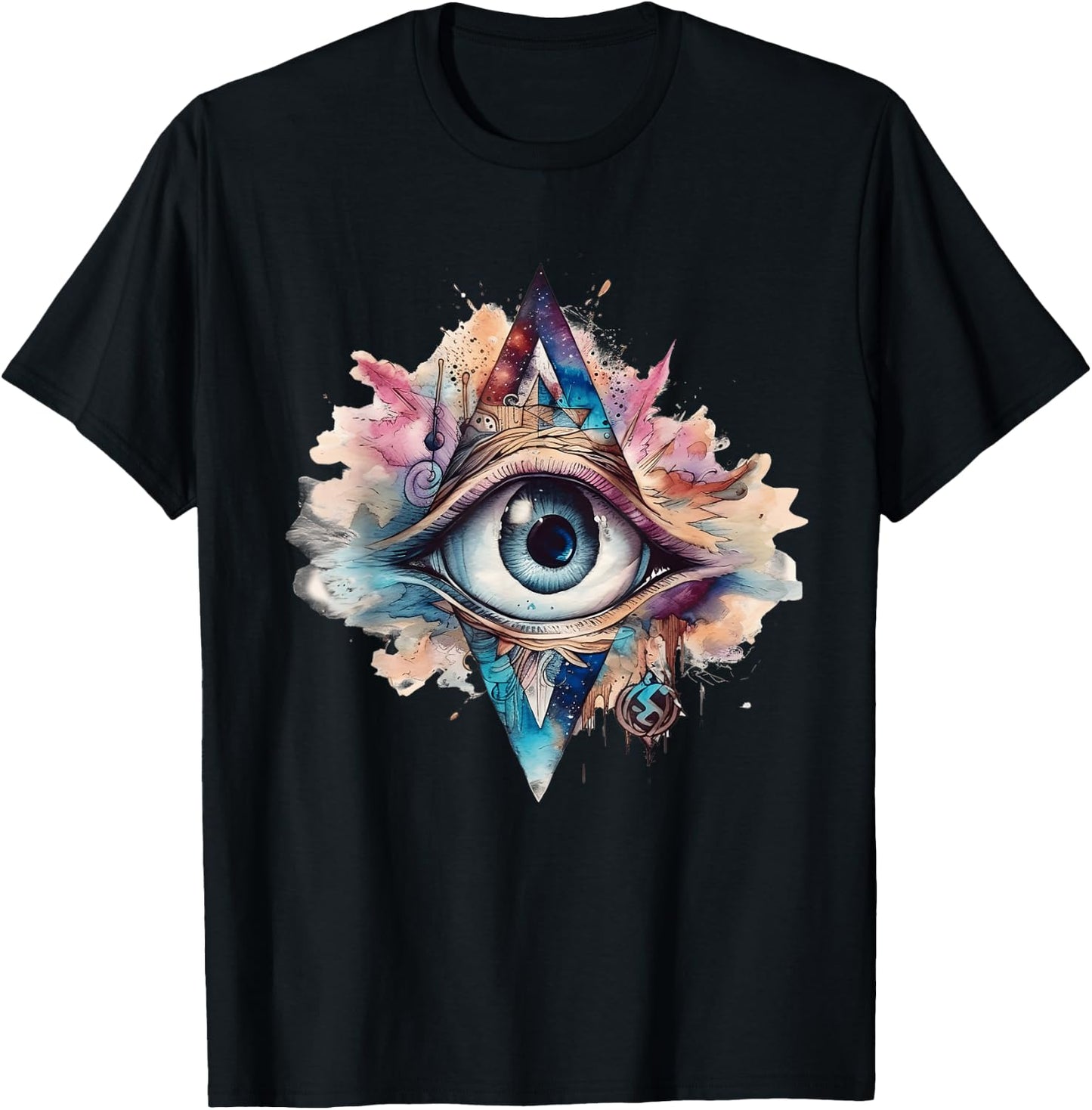 Spiritual Third Eye Watercolor Self-Reflection Awareness T-Shirt - T-Shirt | Black
