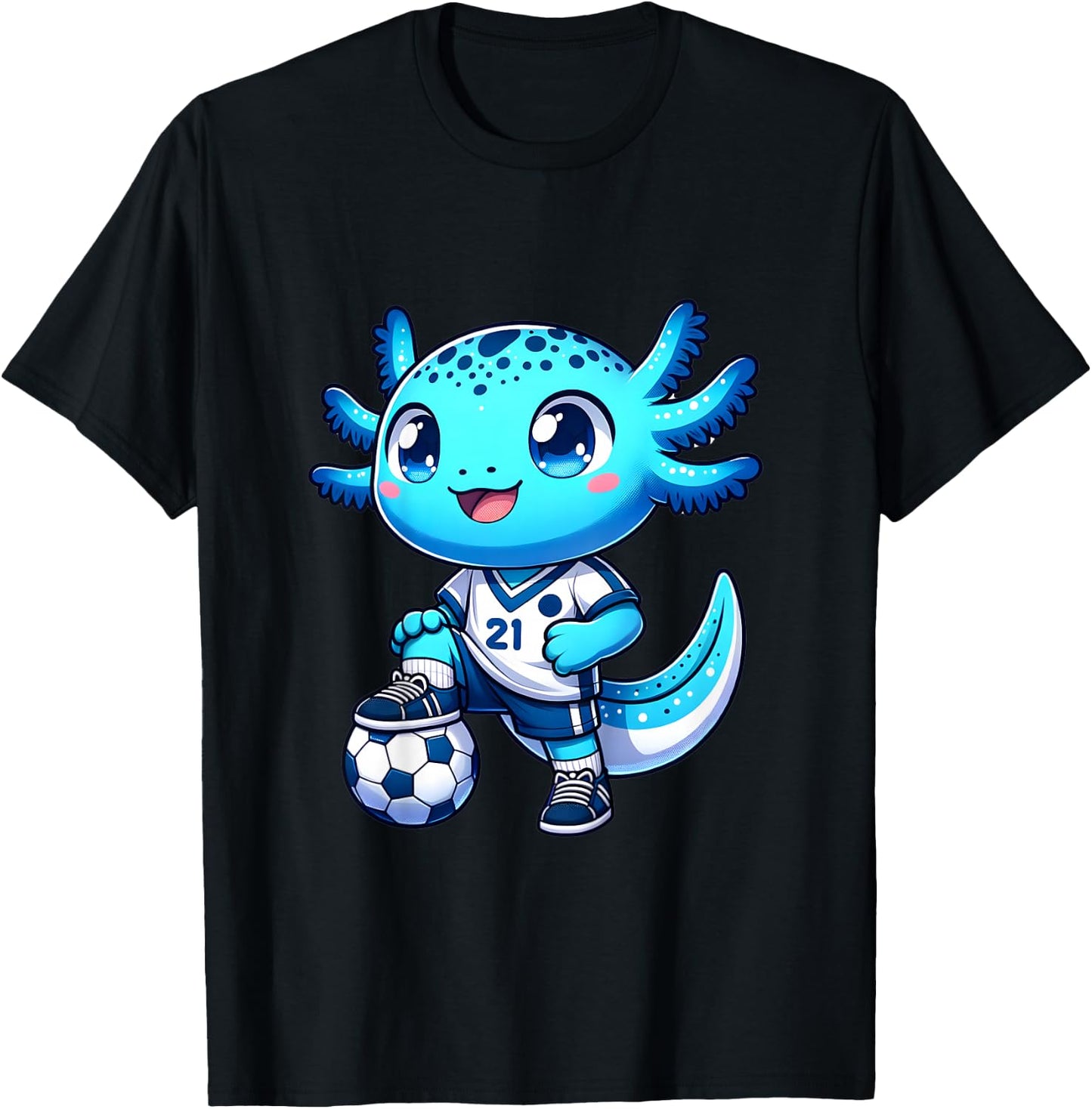 Funny axolotl soccer player boy girl T-Shirt - T-Shirt | Black