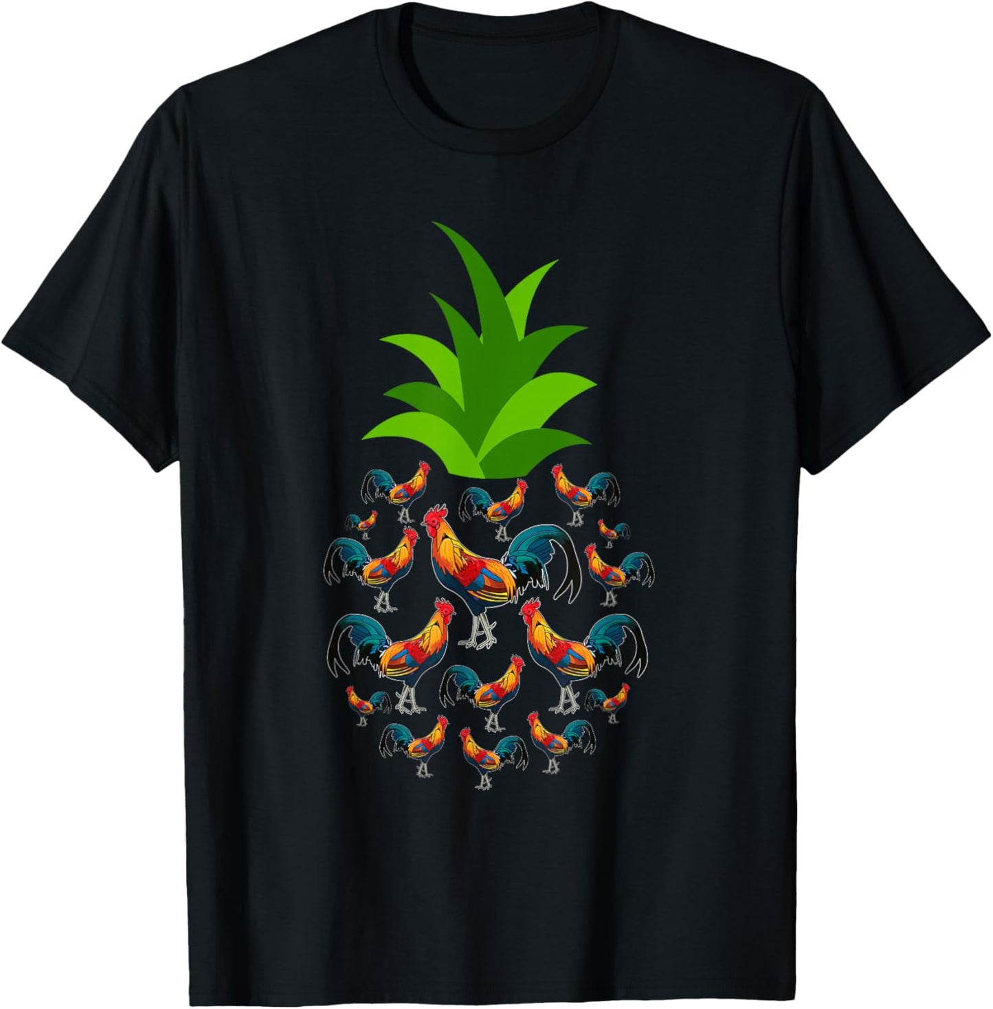 Hawaiian Pineapple Chickens Tropical Kauai Hawaii Chicken T-Shirt - T-Shirt | Black