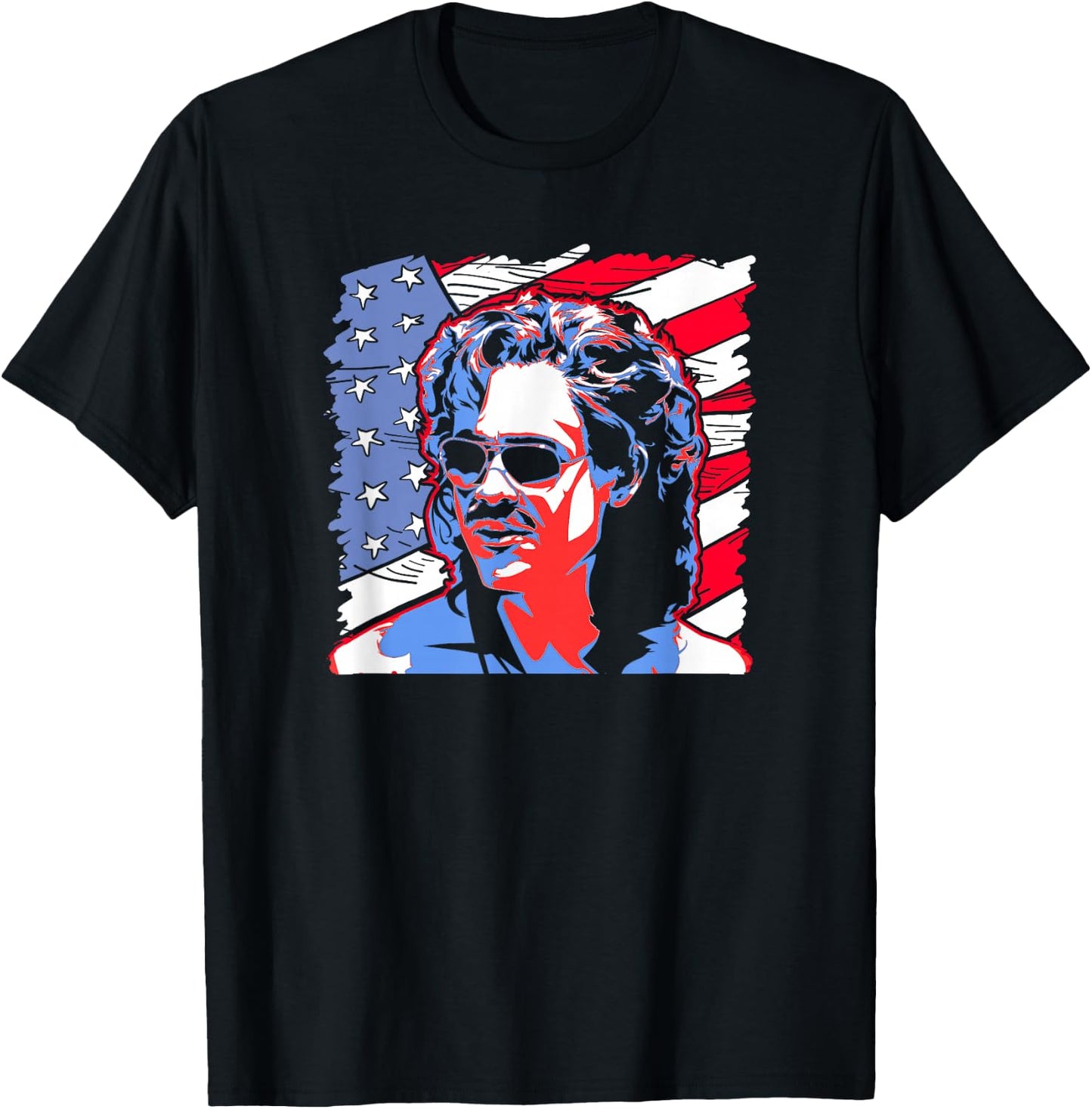 Stranger Things Billy Hargrove Flag USA Boy Americana T-Shirt - T-Shirt | Black