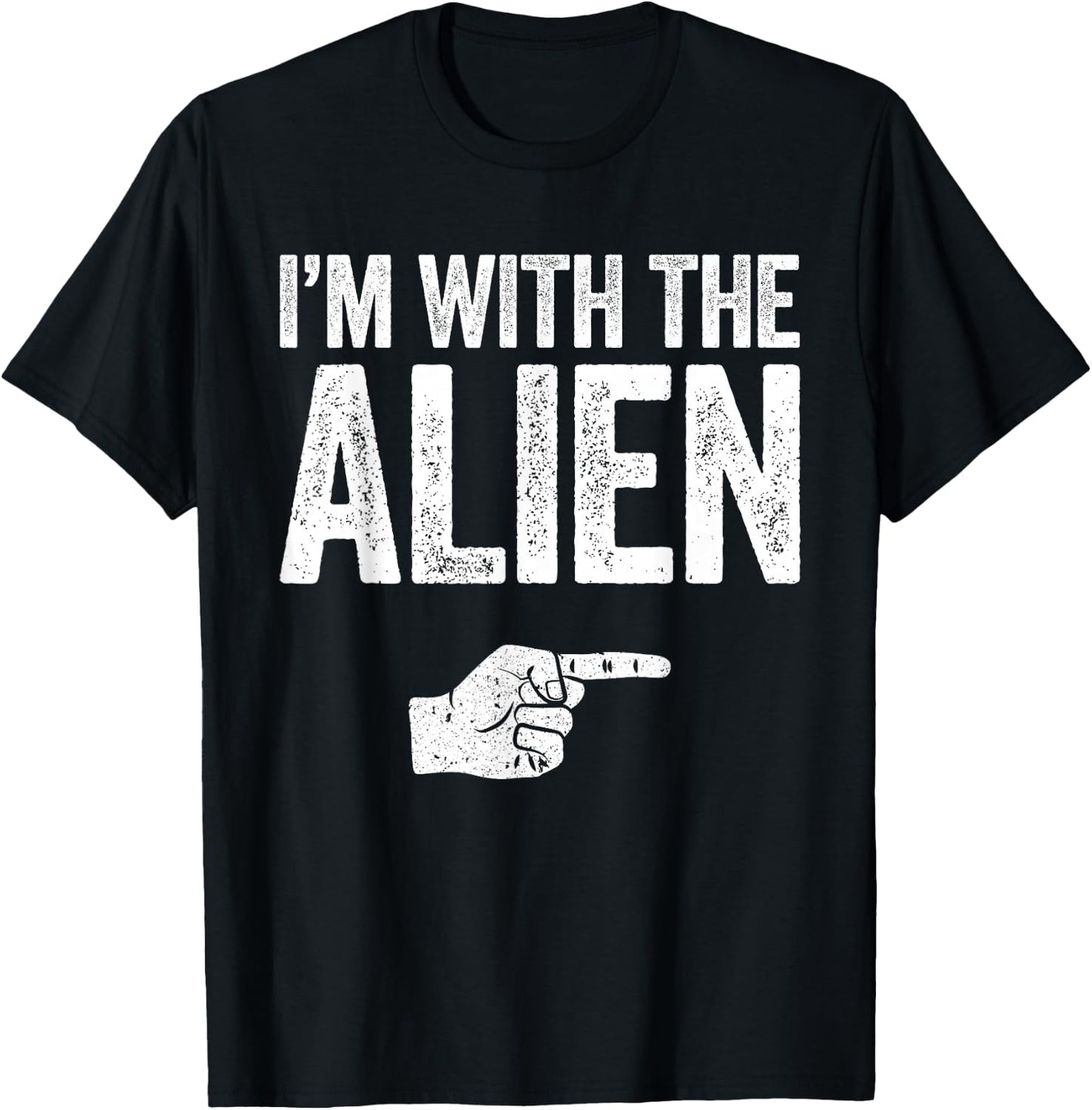 I'm With The Alien Shirt Adult Kids Matching Alien Costume T-Shirt - T-Shirt | Black