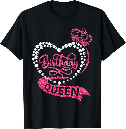 Birthday Queen Squad It's My Birthday Girls Women Matching T-Shirt - T-Shirt | Black