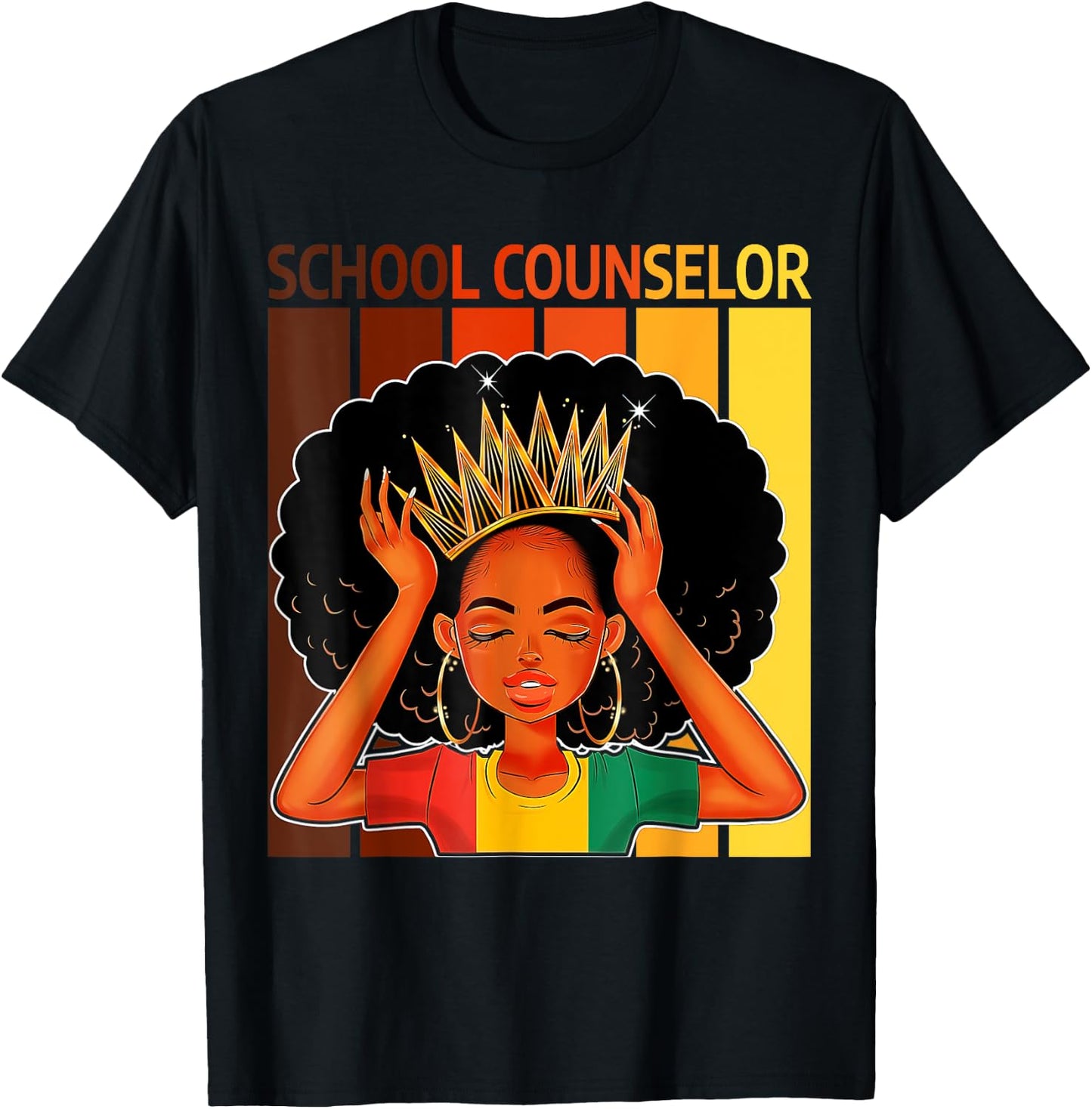School Counselor Afro African American Black History Month T-Shirt - T-Shirt | Black