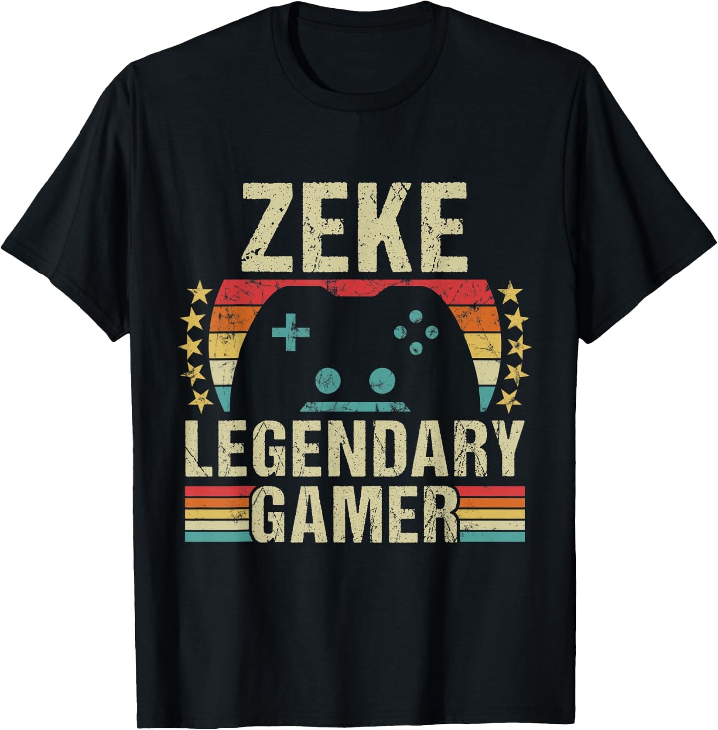 Zeke Gamer Retro Gaming Vintage Game Personalized 70s T-Shirt - T-Shirt | Black