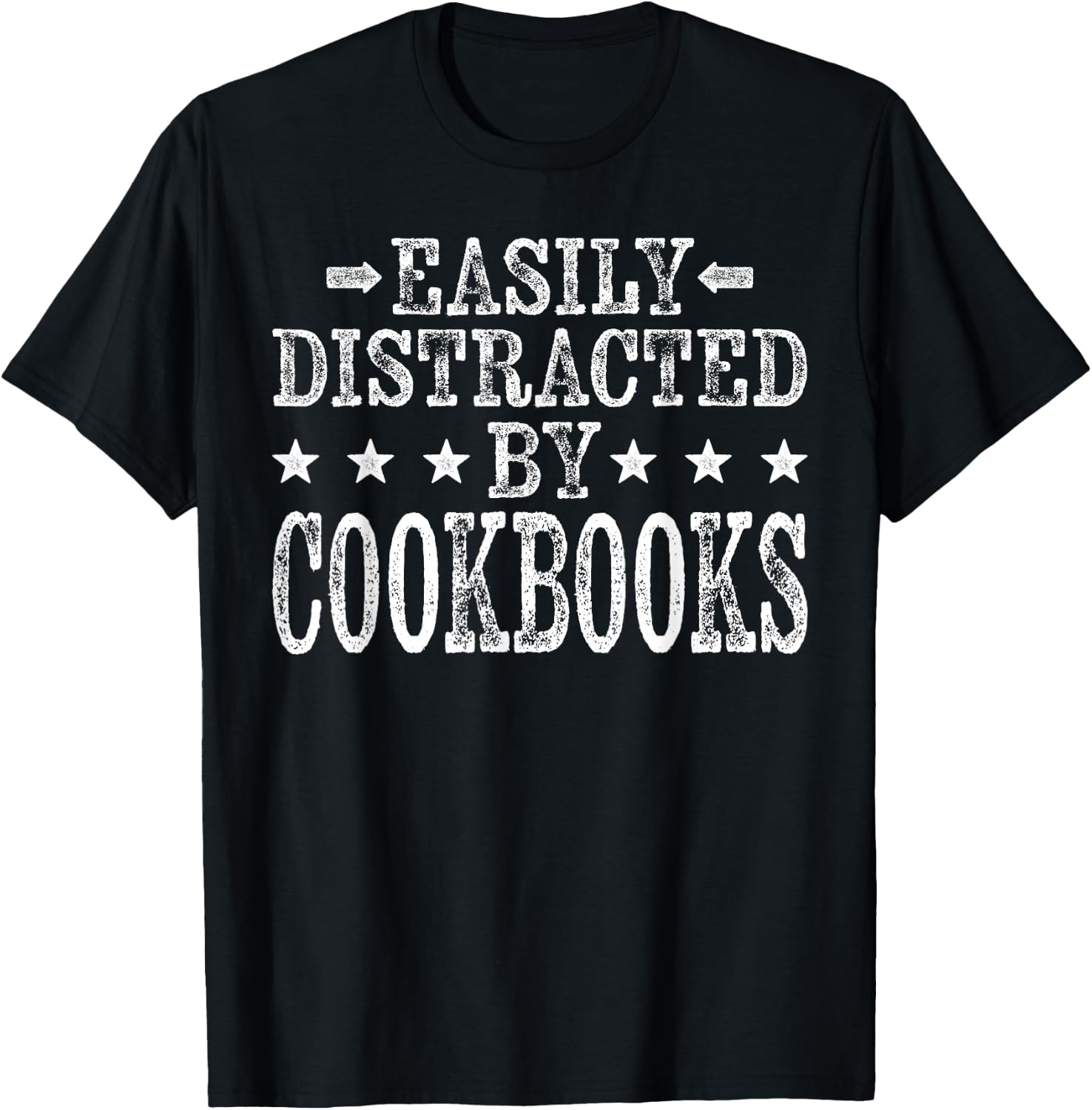Easily Distracted By Cookbooks - Funny Chef Recipe Cookbooks T-Shirt - T-Shirt | Black