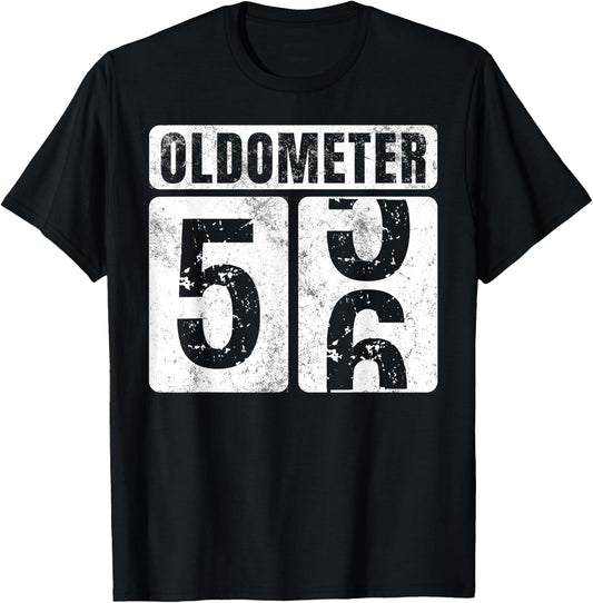Oldometer 56 Shirt Vintage Funny 56th Birthday Gift T-Shirt - T-Shirt | Black