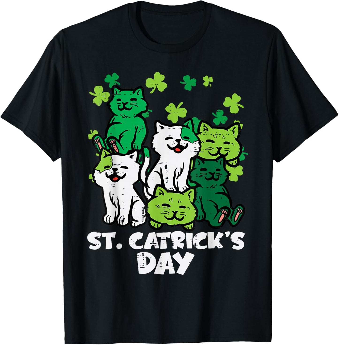 St Patricks Catricks Day Cats Saint Pattys Women Girls Kids T-Shirt - T-Shirt | Black