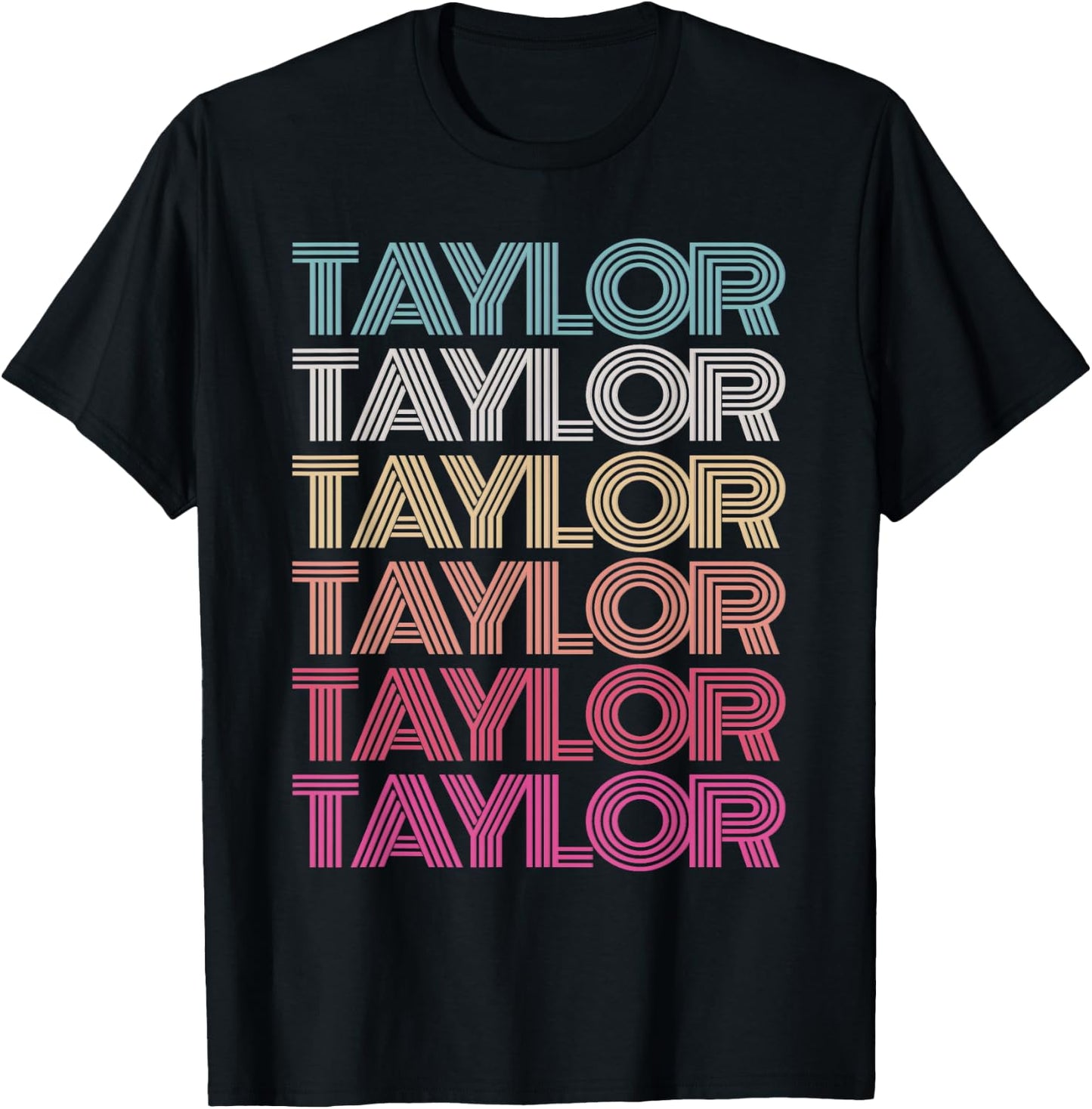 Girl Boy TAYLOR Retro First Name Personalized Birthday 70's T-Shirt - T-Shirt | Black