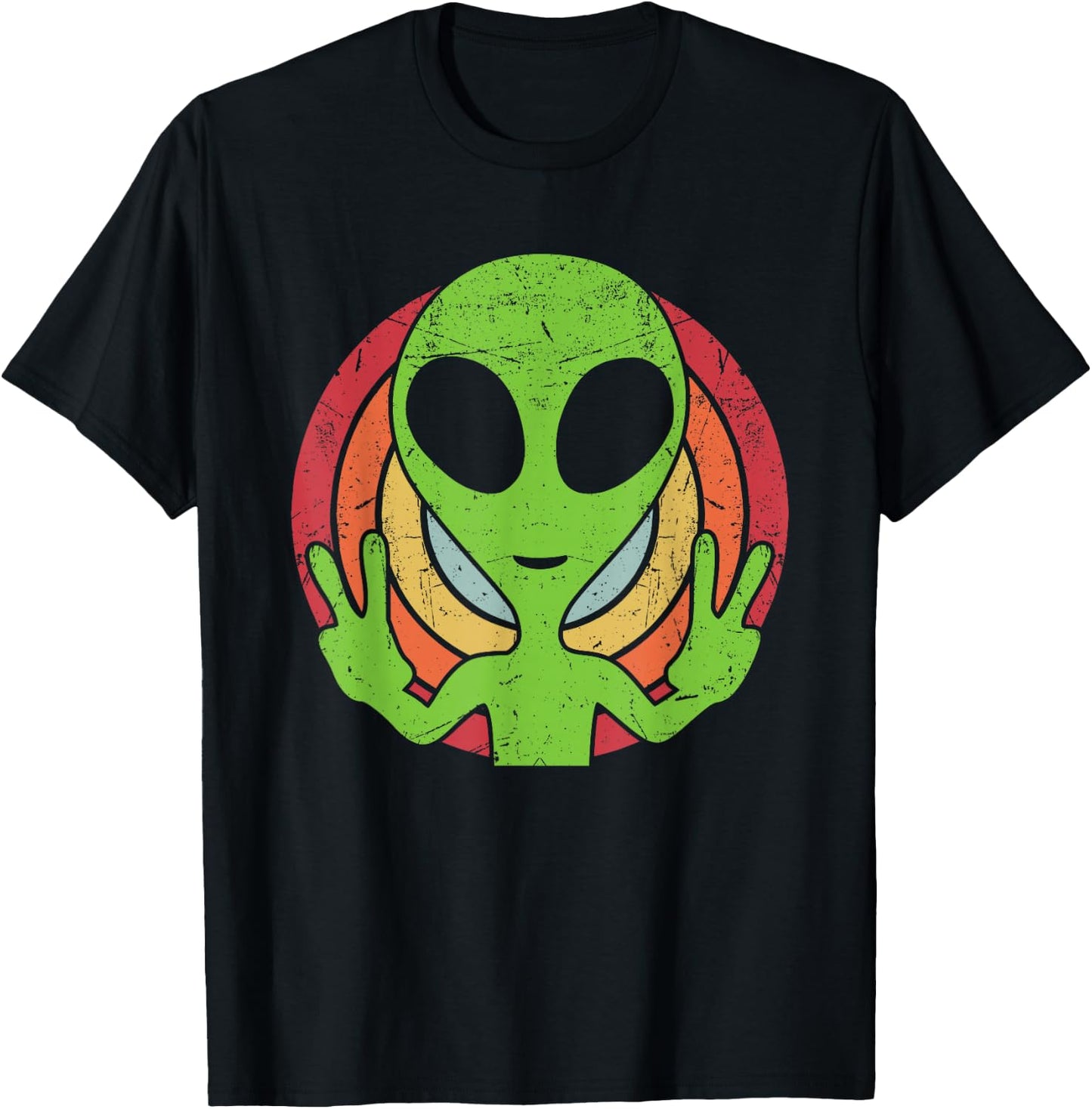 Funny Retro 80's Style Vintage UFO Lover Alien Space Gift T-Shirt - T-Shirt | Black