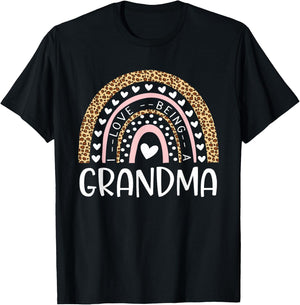I Love Being A Grandma Rainbow Leopard Mother's Day T-Shirt - T-Shirt | Black