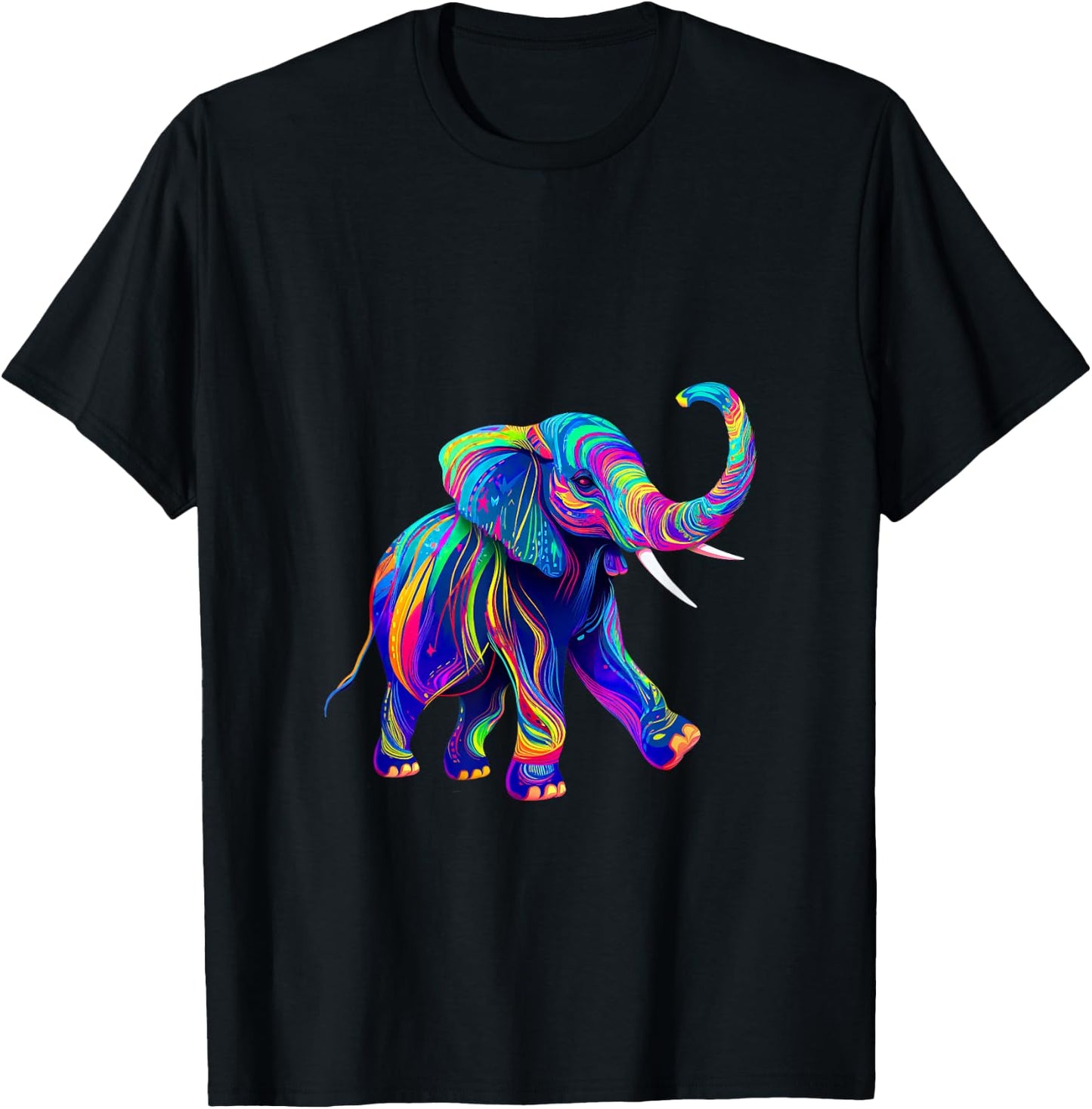 Retro synthwave 80s 90s Elephant Trunk up chakra yoga T-Shirt - T-Shirt | Black