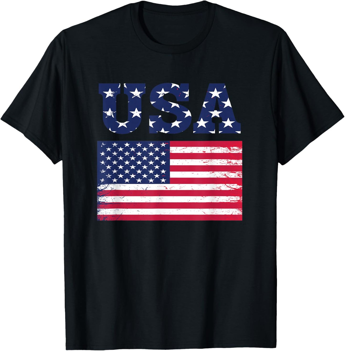 USA Name With American Flag For Americans T-Shirt - T-Shirt | Black