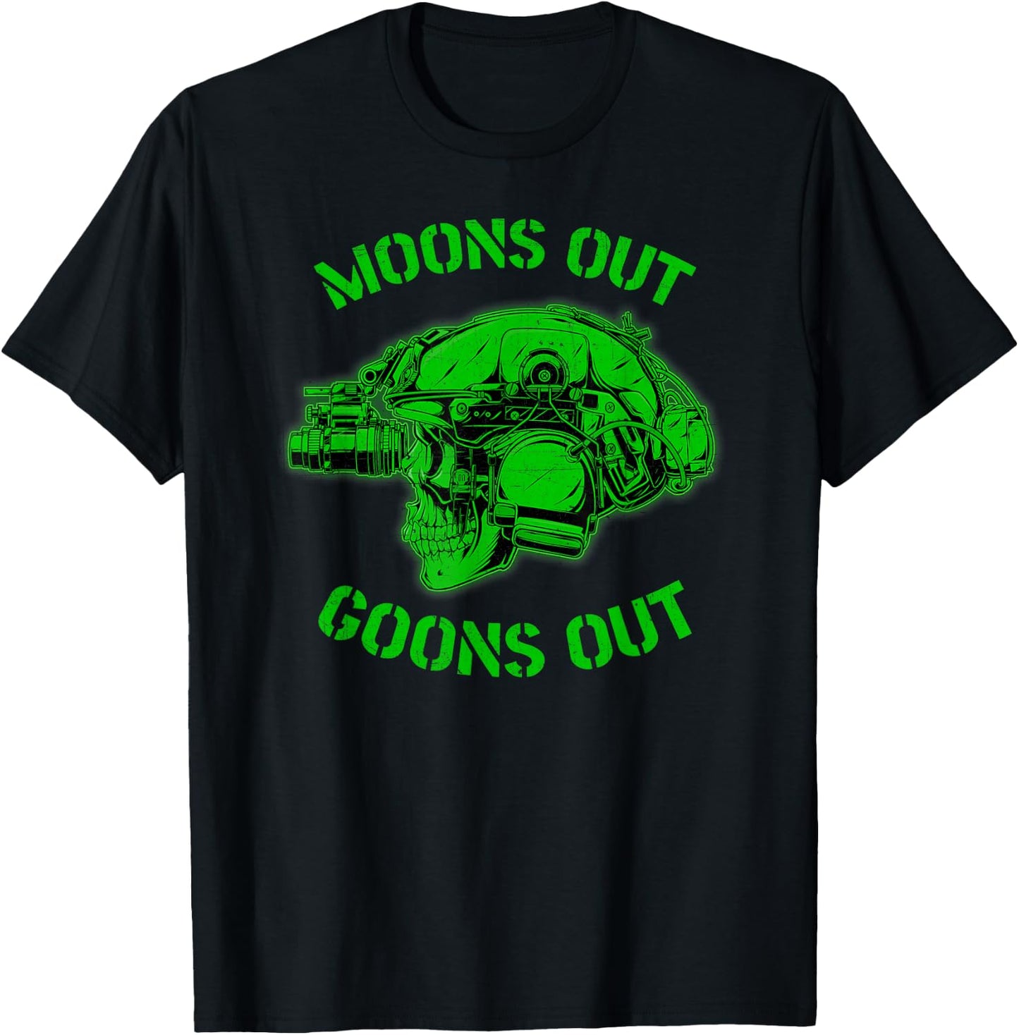 MOONS OUT GOONS OUT Skull Helmet NVGs Military Men's T-Shirt - T-Shirt | Black