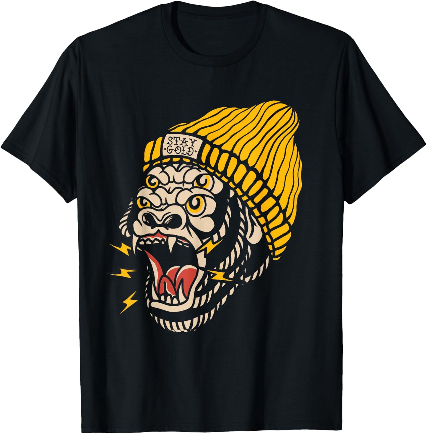 Gorilla Inked Flash Old School Ink Addict Traditional Tattoo T-Shirt - T-Shirt | Black