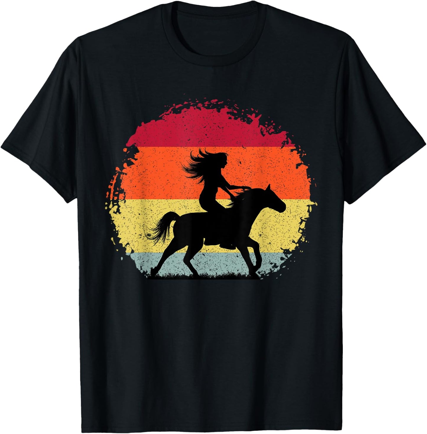 Girl Horse Riding Cowgirl Vintage Texas Ranch Equestrian T-Shirt - T-Shirt | Black