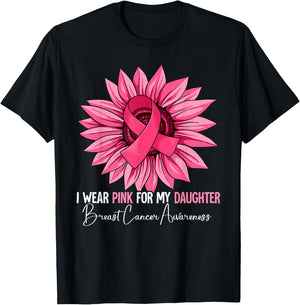 I Wear Pink For My Daughter Breast Cancer Awareness T-Shirt - T-Shirt | Black
