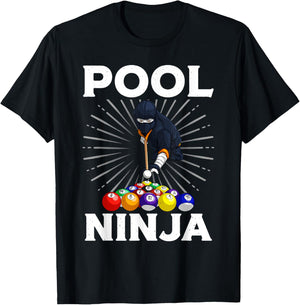 Cool Billiards Art Women Pool Player Ninja Billiard T-Shirt - T-Shirt | Black