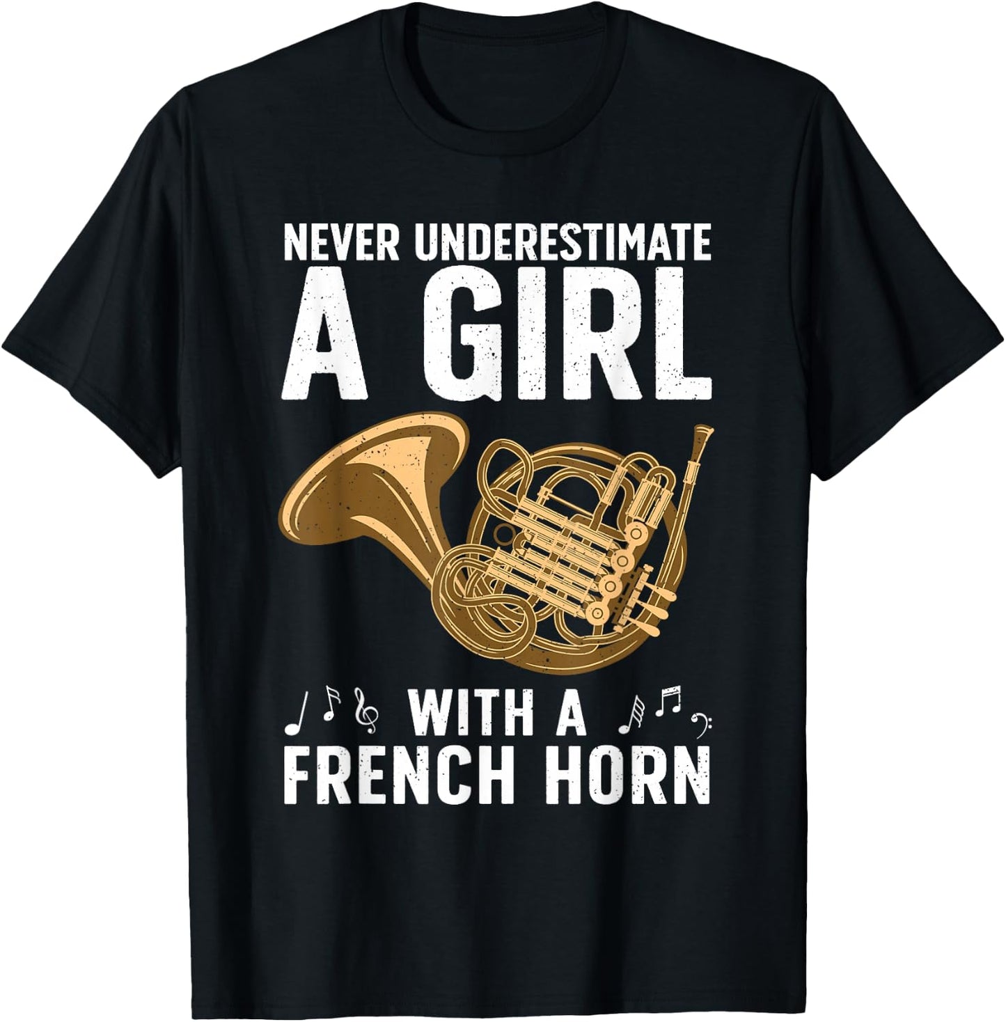 Best French Horn Art Girls French Horn Lover T-Shirt - T-Shirt | Black