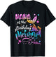 Nana Of The Birthday Mermaid Matching Family 1st Birthday T-Shirt - T-Shirt | Black