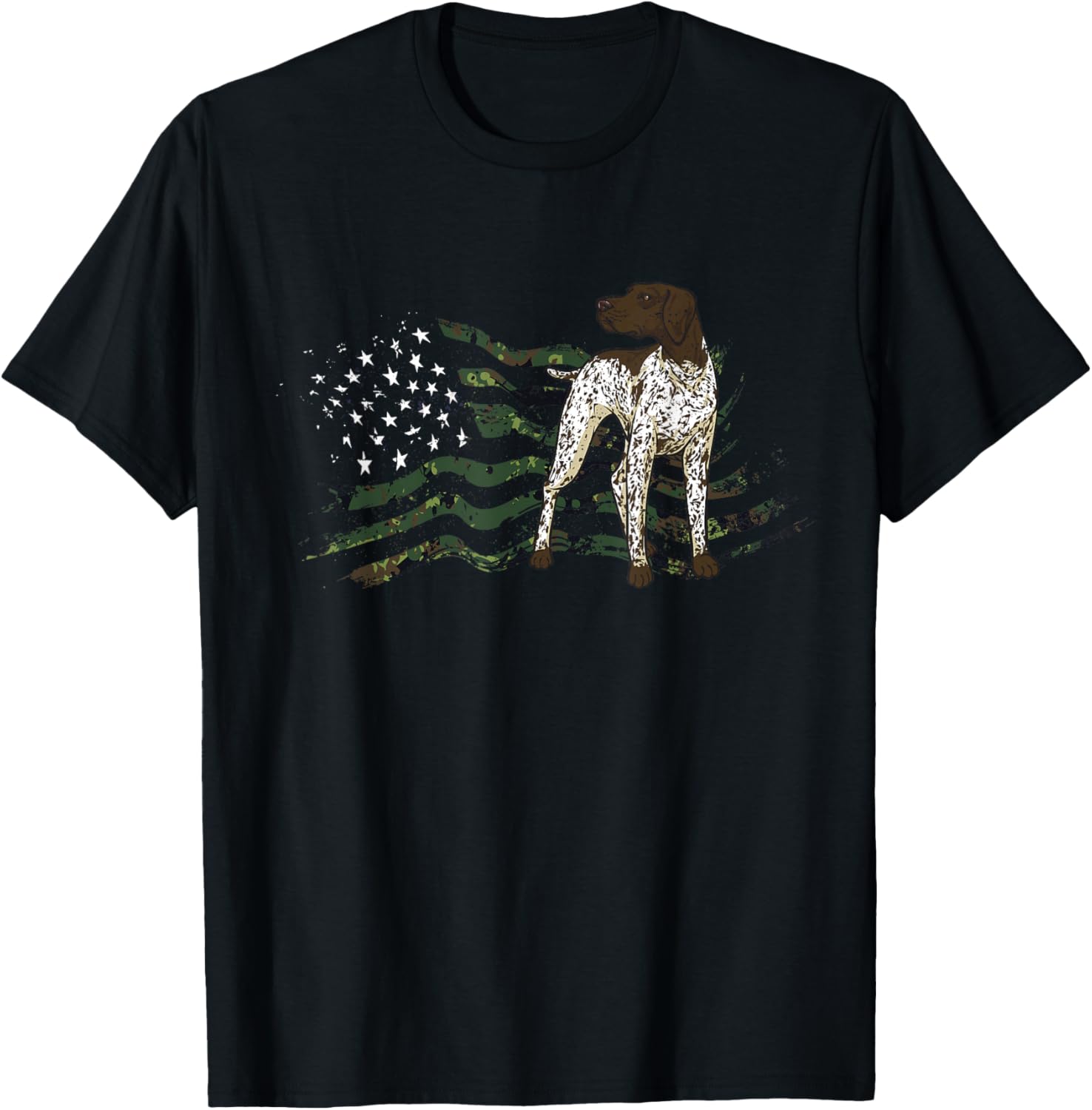 German Shorthaired Pointer American Flag GSP Dog T-Shirt - T-Shirt | Black