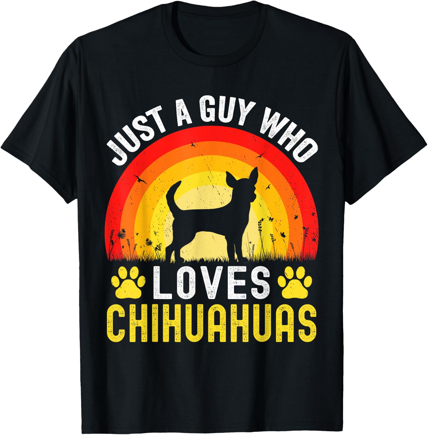 Just A Guy Who Loves Chihuahuas Dog Retro Vintage Chihuahua T-Shirt - T-Shirt | Black