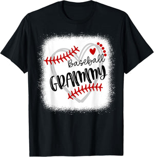 Personalized Baseball Heart Cute Grammy Women Baseball T-Shirt - T-Shirt | Black