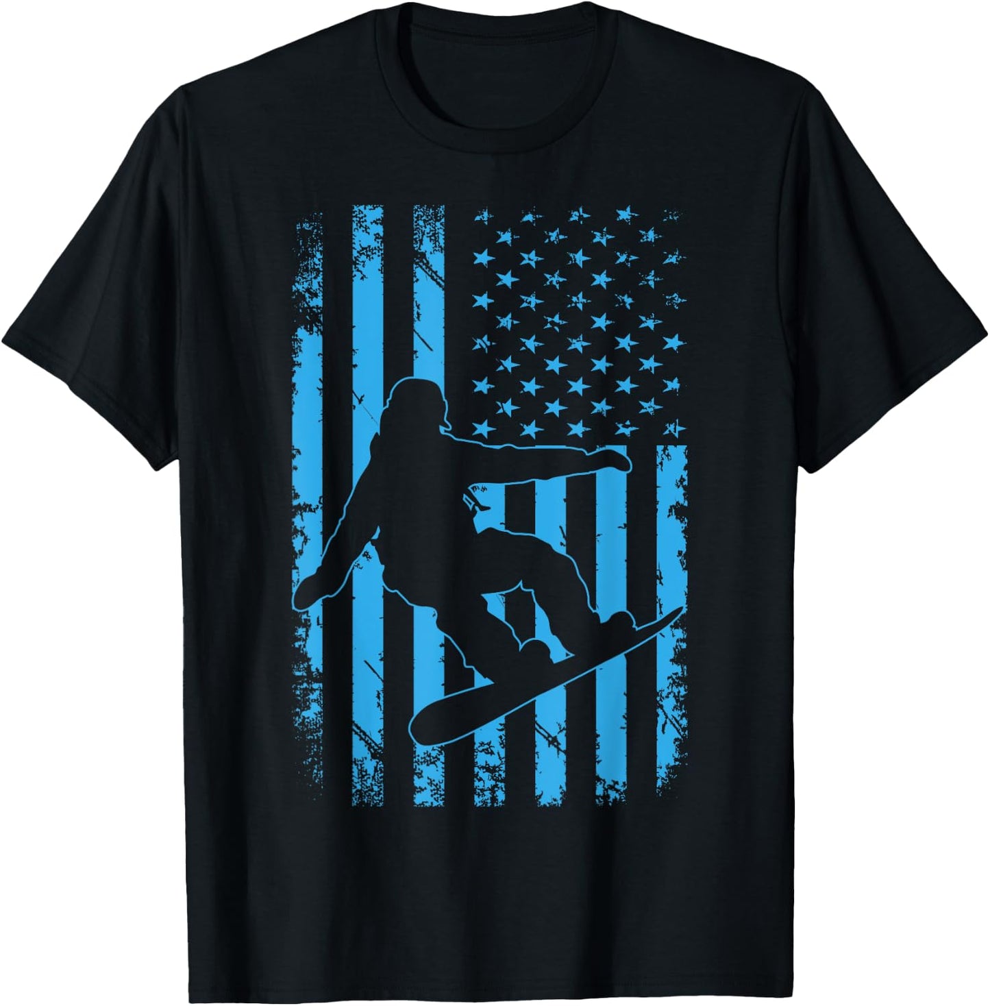 USA American Flag Snowboard Apparel Snowboarding Patriotic Kids Men T-Shirt - T-Shirt | Black