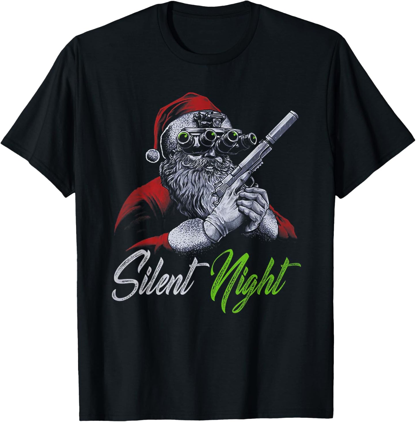 Silent Night Santa Christmas T-Shirt - T-Shirt | Black