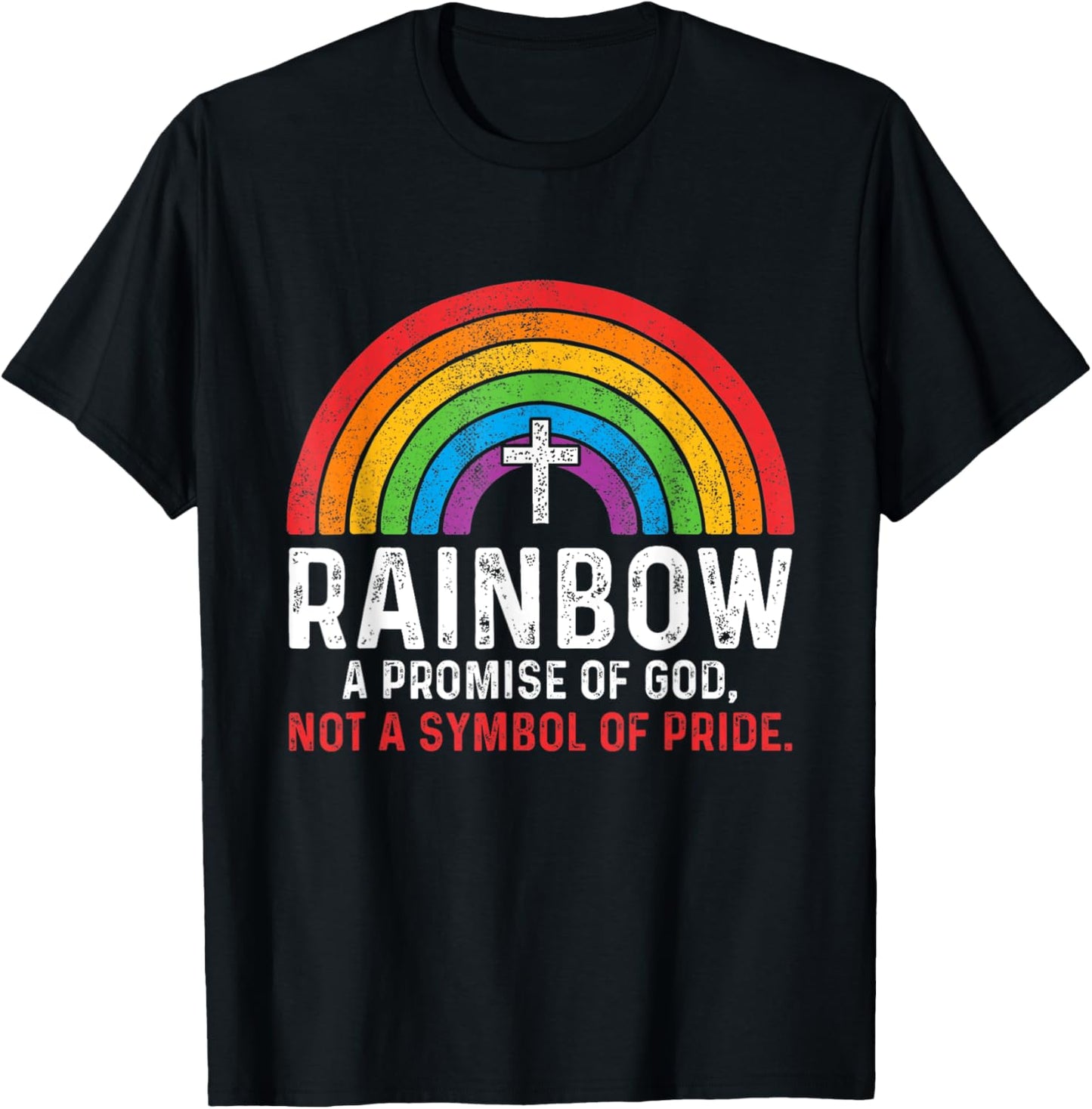 Rainbow A Promise Of God Not A Symbol Of Pride T-Shirt - T-Shirt | Black