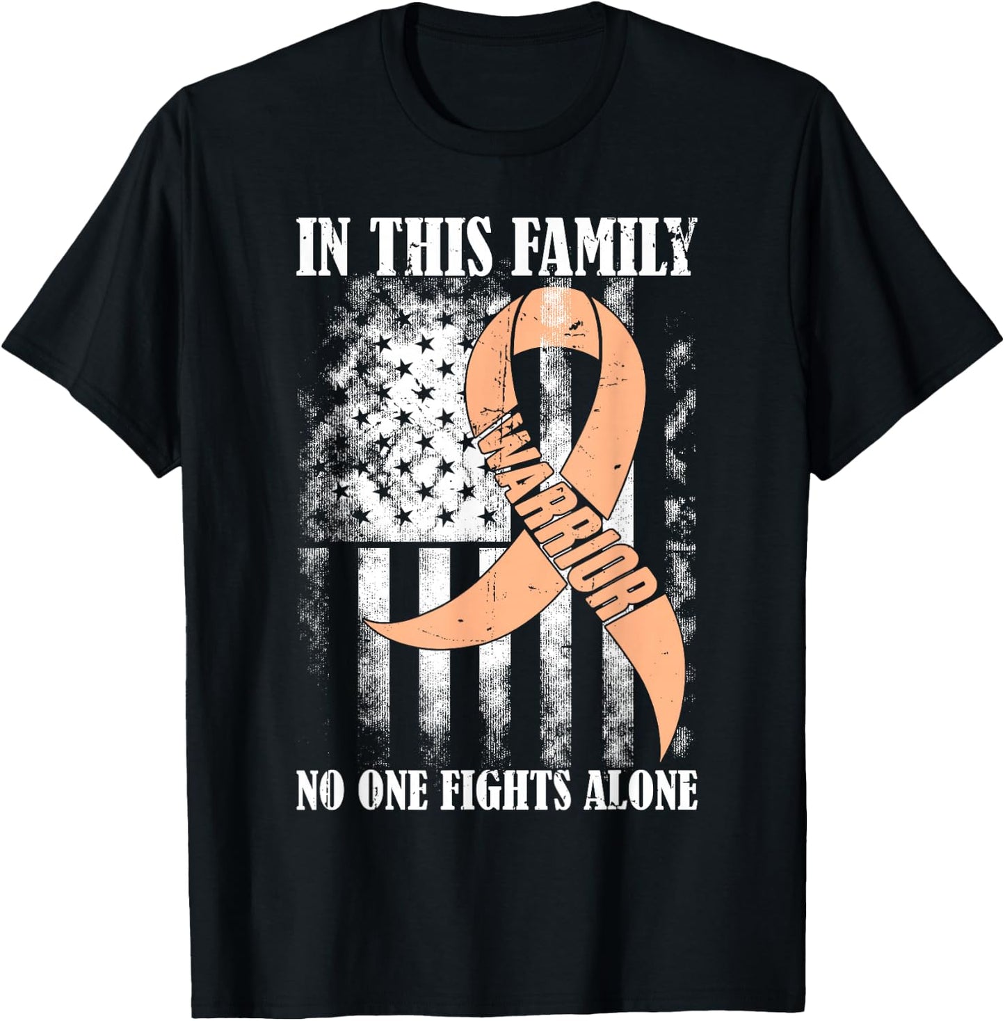 In This Family No One Fight Alone Uterine Cancer Awareness T-Shirt - T-Shirt | Black