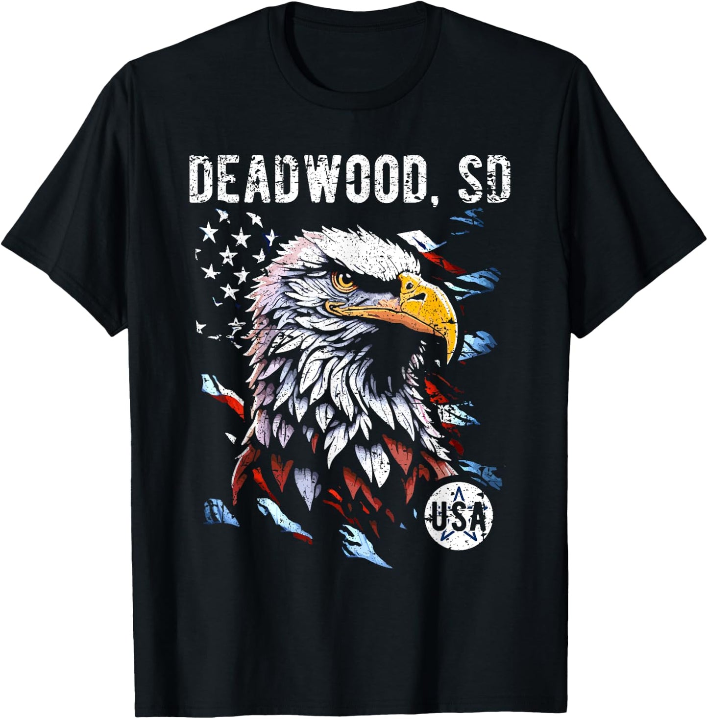 Deadwood SD Patriotic Eagle USA Flag Vintage Style Design Kids Men T-Shirt - T-Shirt | Black