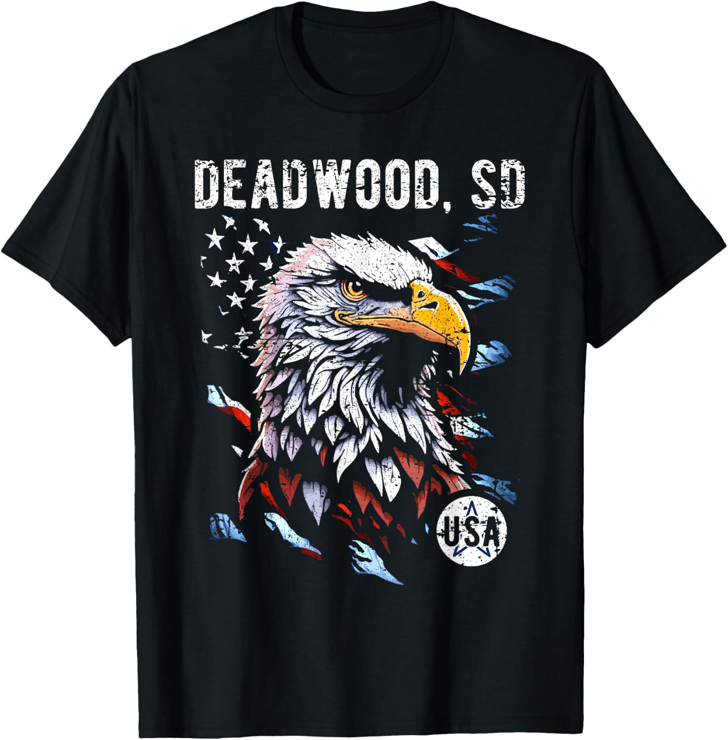 Deadwood SD Patriotic Eagle USA Flag Vintage Style Design Kids Men T-Shirt - T-Shirt | Black