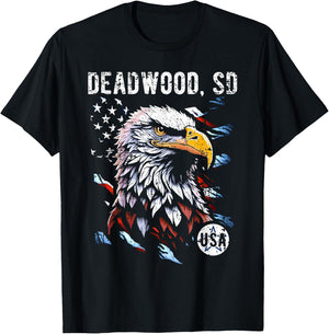 Deadwood SD Patriotic Eagle USA Flag Vintage Style Design Kids Men T-Shirt - T-Shirt | Black