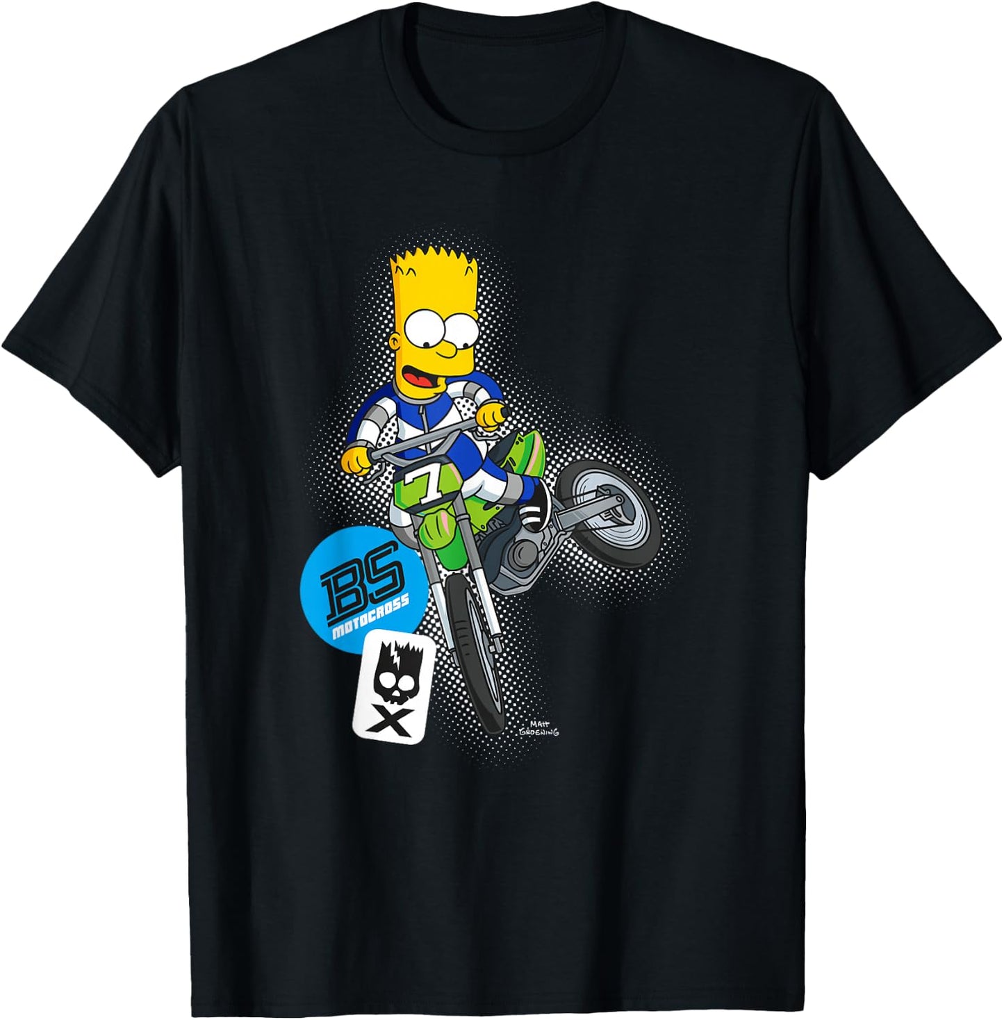 The Simpsons Bart Simpson BMX Motocross Racing T-Shirt - T-Shirt | Black