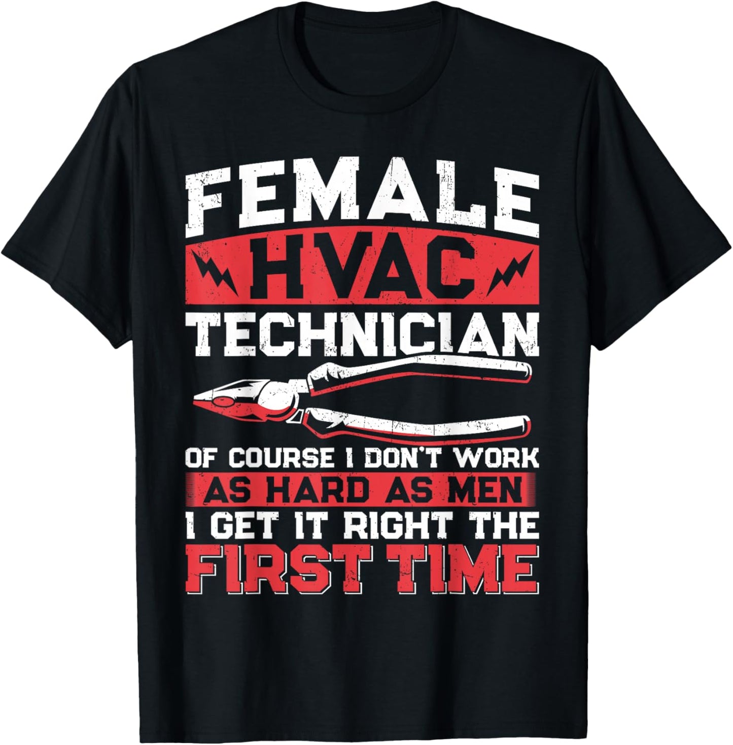 HVAC Technician Tech Female Girl Vintage Female Hvac T-Shirt - T-Shirt | Black