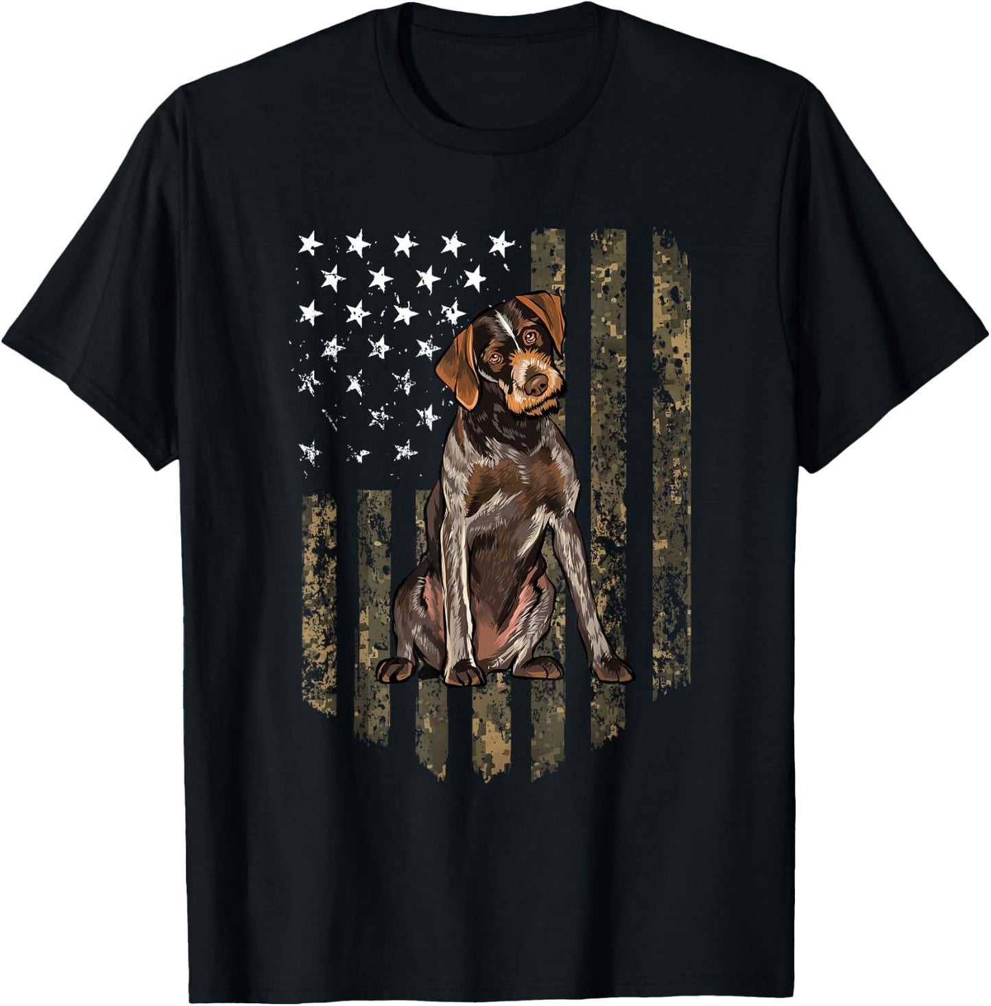German Wire Hair Camouflage Colour T-Shirt - T-Shirt | Black