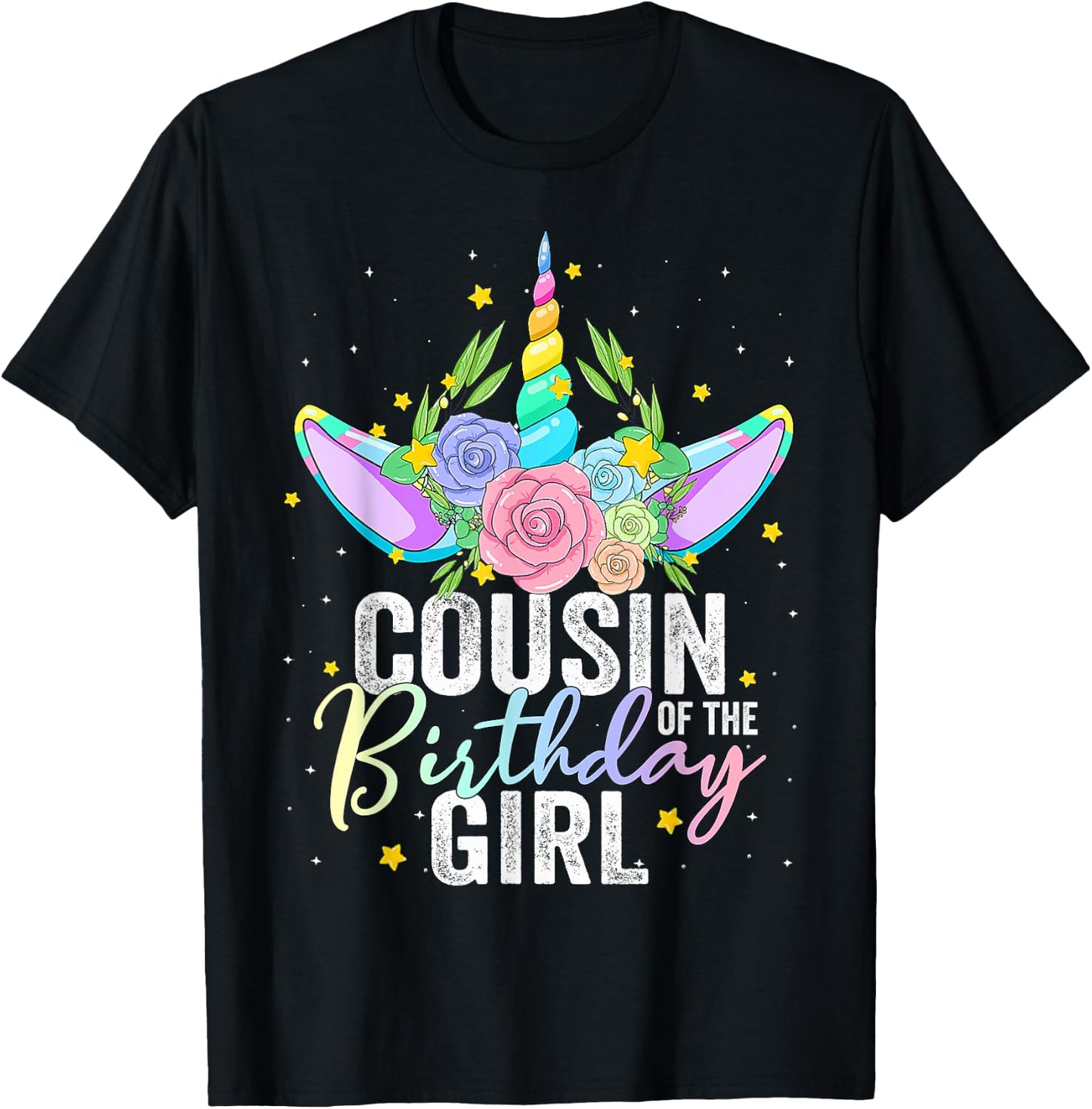 Cousin Of The Birthday Girl Gift Unicorn Birthday T-Shirt - T-Shirt | Black